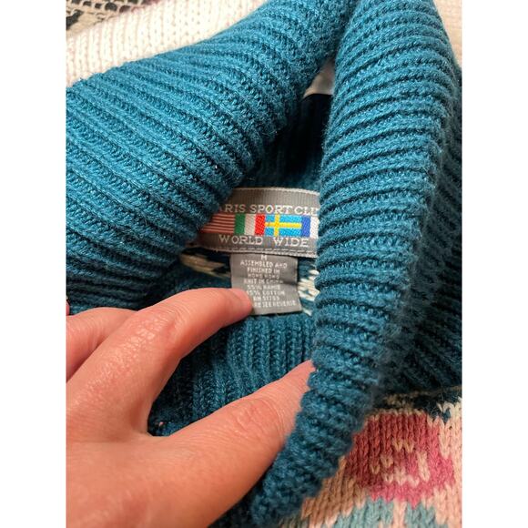 Vintage Paris Sport Club Floral Sweater Grandma Sweater comfy and cozy sz medium - Picture 4 of 4